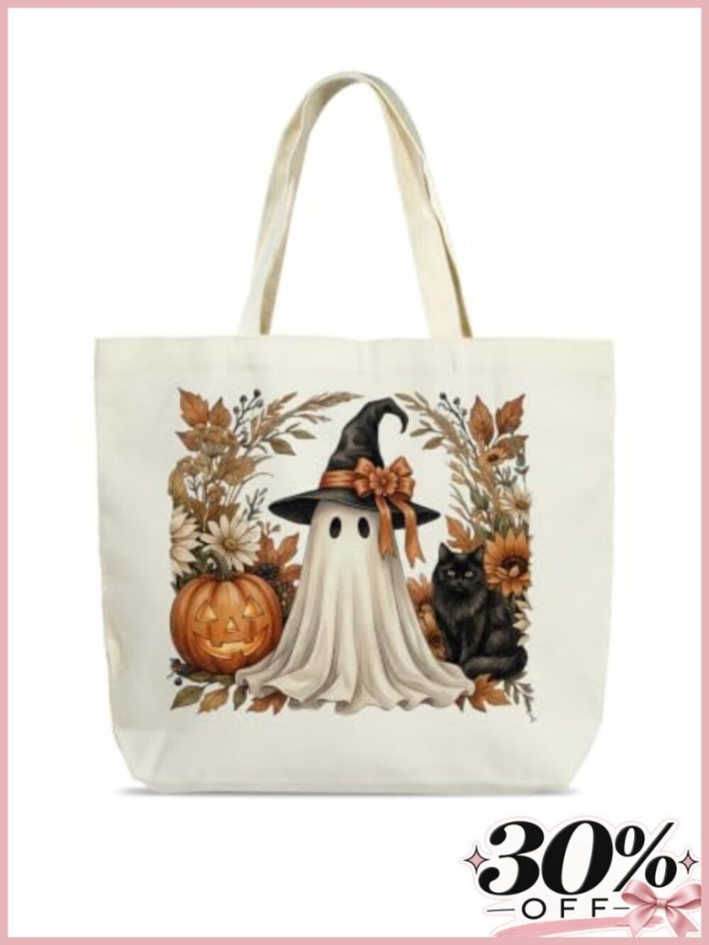 Canvas Tote Bag for Women Fall Autumn Harvest Design Reusable Shopping